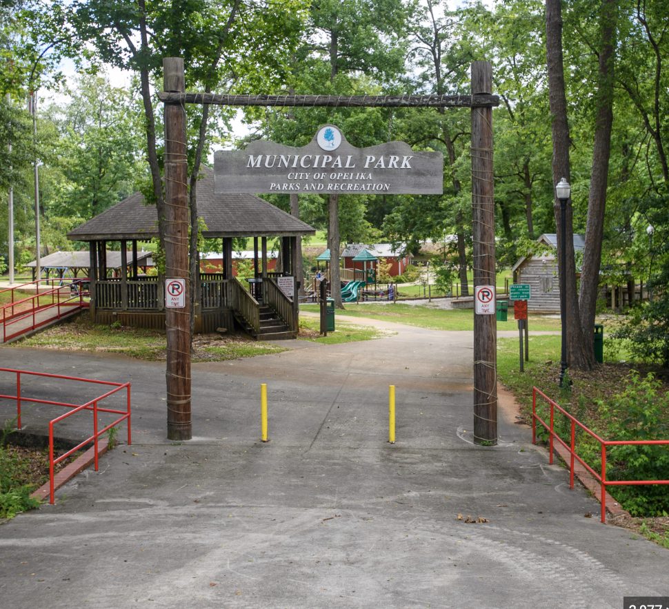 The entrance of one of Opelika most iconic parks "monkey park"